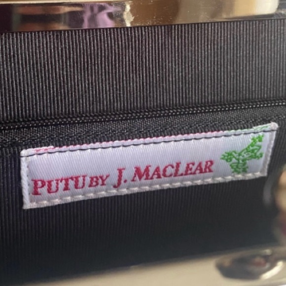 Pastel Blue/Cream Tweed Clutch with Removable Silver Rhinestone Flower Brooch - Picture 4 of 7